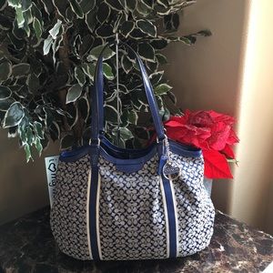 Coach Sign Stripe 6cm Devin Tote Handbag